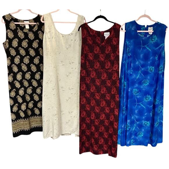 4 Womens Maxi Dresses Plus Size 22W Sleeveless Florals Summer Wear READ - Picture 1 of 16